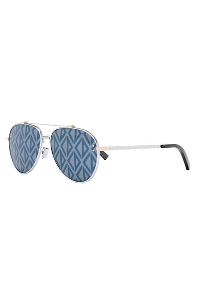 Shop Dior Cd Diamond S4u 59mm Pilot Sunglasses In Shiny Palladium / Blue