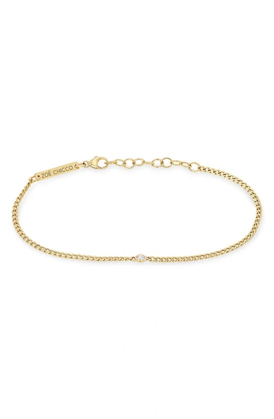 Shop Zoë Chicco Floating Diamond Curb Chain Bracelet In 14k Yellow Gold