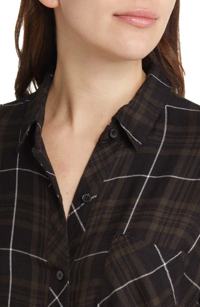 Shop Rails Hunter Plaid Button-up Shirt In Olive Carbon White