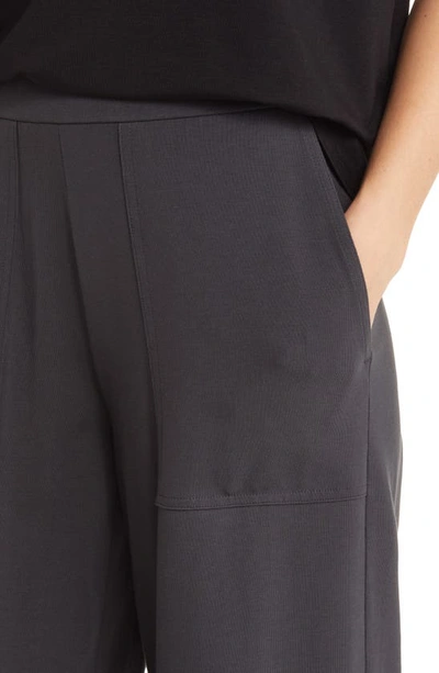 Shop Eileen Fisher Jersey Crop Wide Leg Pants In Graphite