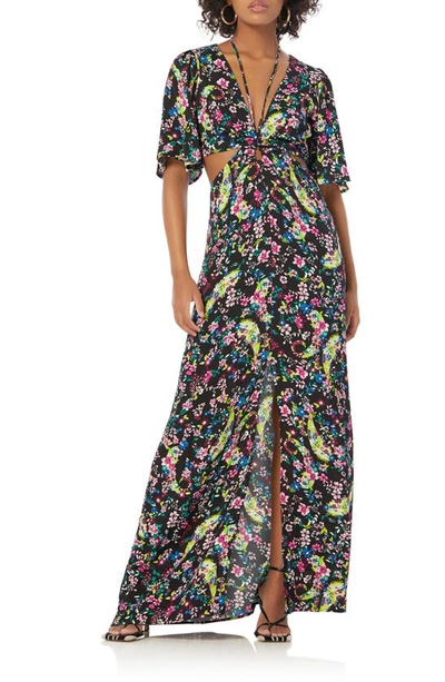 Shop Afrm Savvy Floral Maxi Dress In Noir Paisley