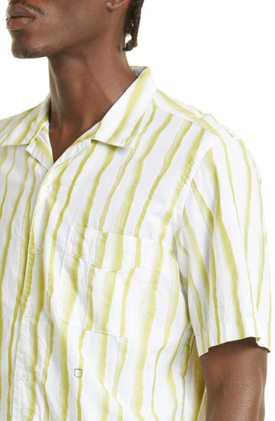 Shop Massimo Alba Venice Stripe Short Sleeve Button-up Camp Shirt In F693-light Green