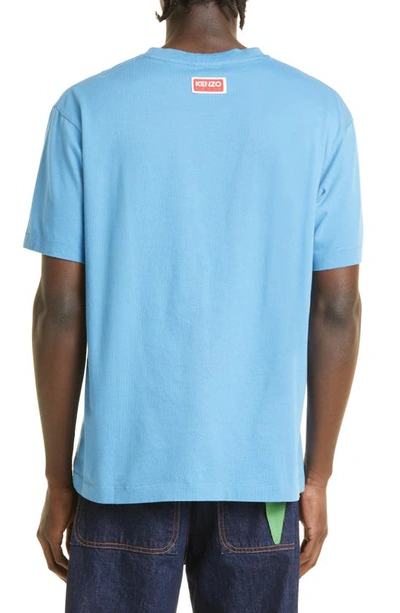 Shop Kenzo Varsity Jungle Oversize Cotton Graphic T-shirt In 69- Cyan