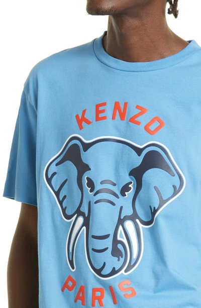 Shop Kenzo Varsity Jungle Oversize Cotton Graphic T-shirt In 69- Cyan