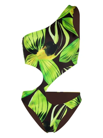 Shop Louisa Ballou Carve Print One-piece Swimsuit In Multicolour