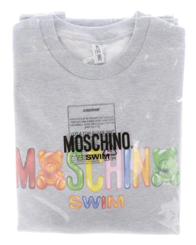 Shop Moschino Swim Sweatshirt Hoodie In Grey