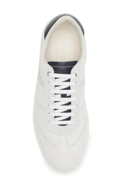 Ferragamo White Low Top Signature Sneakers In Bianco Ottico