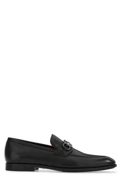 Ferragamo Men's Foster Gancini Bit Loafers In Nero
