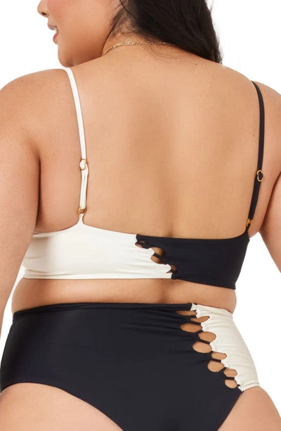 Shop L*space Solstice Cutout Colorblock Bikini Top In Black/ Cream