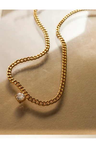 Shop Luv Aj Cubic Zirconia Solitaire Necklace In Gold