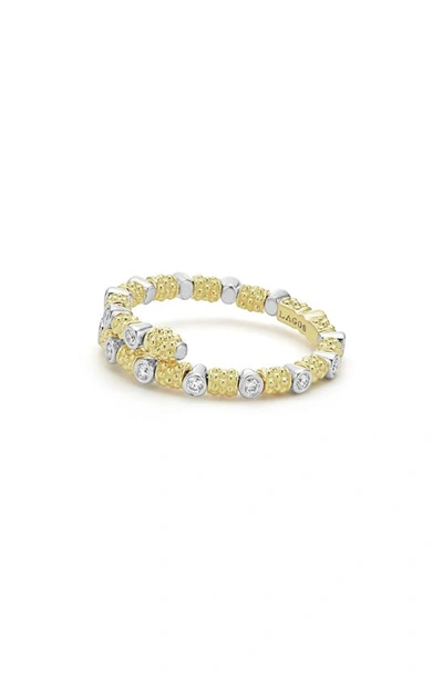 Shop Lagos Signature Caviar Superfine Diamond Wrap Ring In Gold