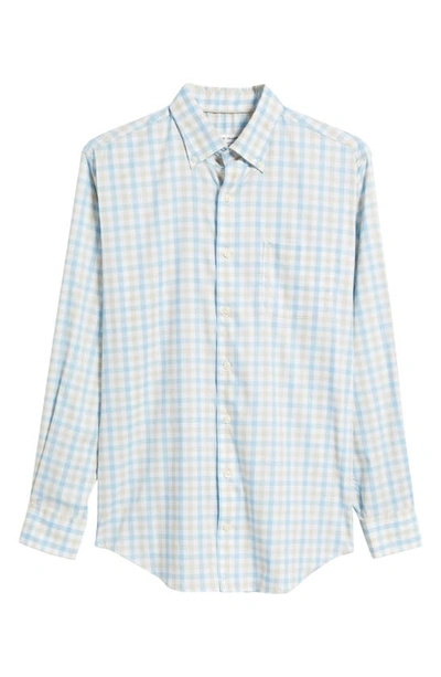Shop Peter Millar Macinac Check Stretch Button-down Shirt In Cottage Blue