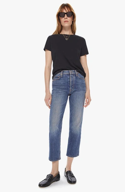Shop Mother The Tomcat Ripped Crop Straight Leg Jeans In Kneeling On Stones