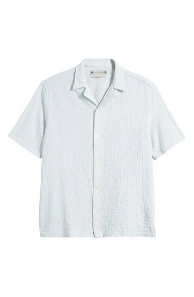 Shop Allsaints Mattole Relaxed Fit Crepe Short Sleeve Button-up Camp Shirt In Crystal Blue