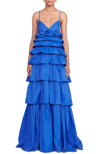 Shop Staud Rylie Tiered Gown In Lapis