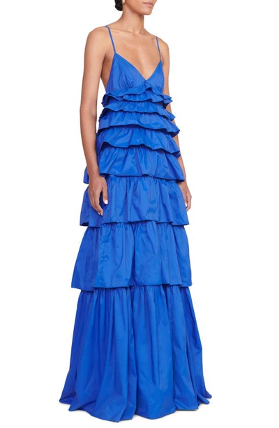 Shop Staud Rylie Tiered Gown In Lapis