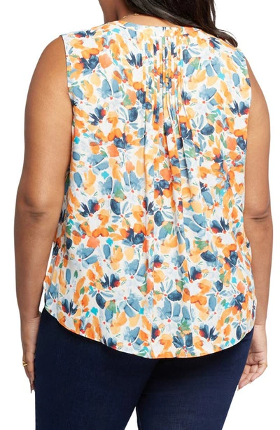 Shop Nydj Print Sleeveless Pleat Back Top In Cottage Pond