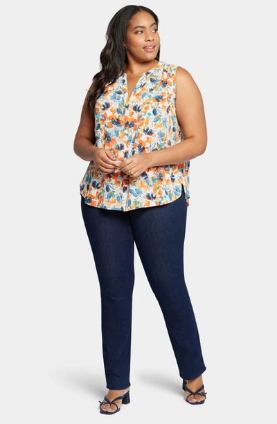 Shop Nydj Print Sleeveless Pleat Back Top In Cottage Pond