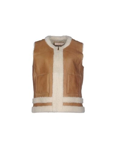 Tory Burch Leather Jacket In Camel