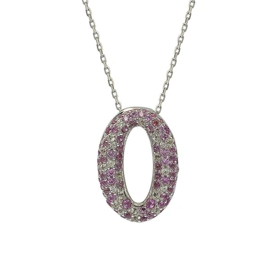 Shop Suzy Levian Pink Sapphire And Diamond Accent In Sterling Silver Petite Oval Pendant