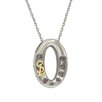 Shop Suzy Levian Pink Sapphire And Diamond Accent In Sterling Silver Petite Oval Pendant