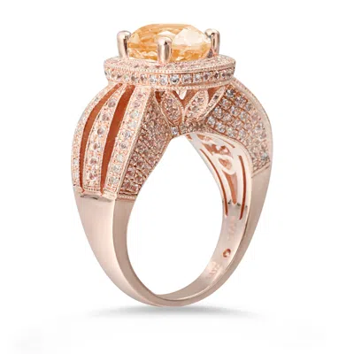 Suzy Levian Sterling Silver 4.52 Tcw Orange Citrine Oval Ring
