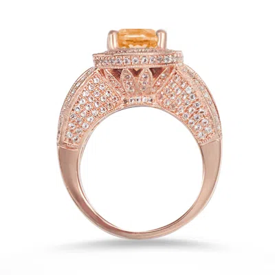 Suzy Levian Sterling Silver 4.52 Tcw Orange Citrine Oval Ring