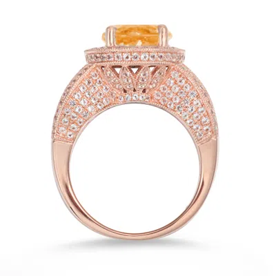 Suzy Levian Sterling Silver 4.53 Tcw Citrine Ring In Orange
