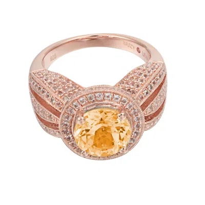 Suzy Levian Sterling Silver 4.53 Tcw Citrine Ring In Orange