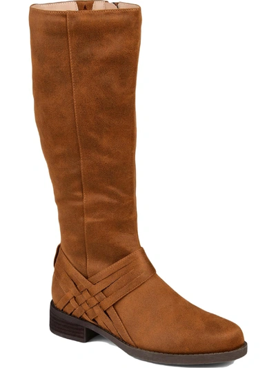 Shop Journee Collection Meg Womens Faux Leather Woven Straps Knee-high Boots In Brown