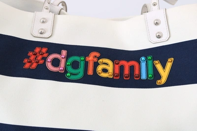 Shop Dolce & Gabbana Canvas #dgfamily Shopping Beatrice Women's Bag In Blue