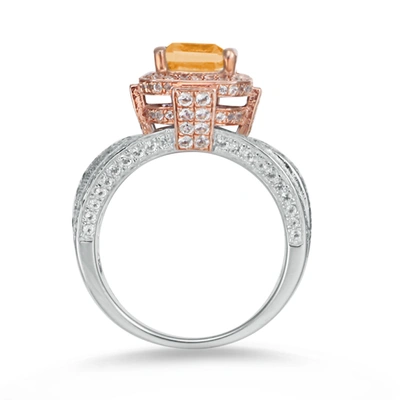 Shop Suzy Levian Two-tone Sterling Silver 4.88 Tcw Orange Citrine Ring