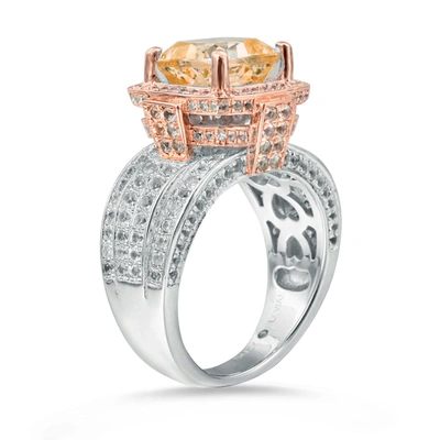 Suzy Levian Sterling Silver Cushion 4.96 Orange Citrine Ring