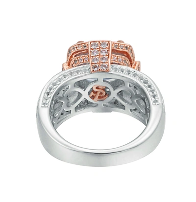 Suzy Levian Sterling Silver Cushion 4.96 Orange Citrine Ring