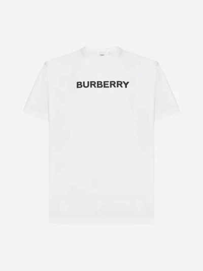 Shop Burberry Harriston Logo Cotton T-shirt In White