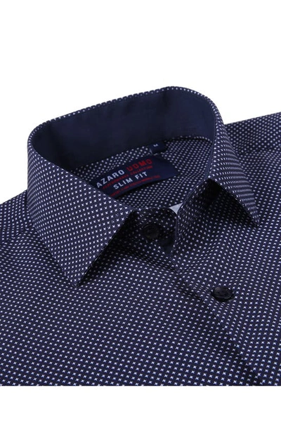 Shop Azaro Uomo Slim Fit Plus Print Performance Button-up Shirt In Navy