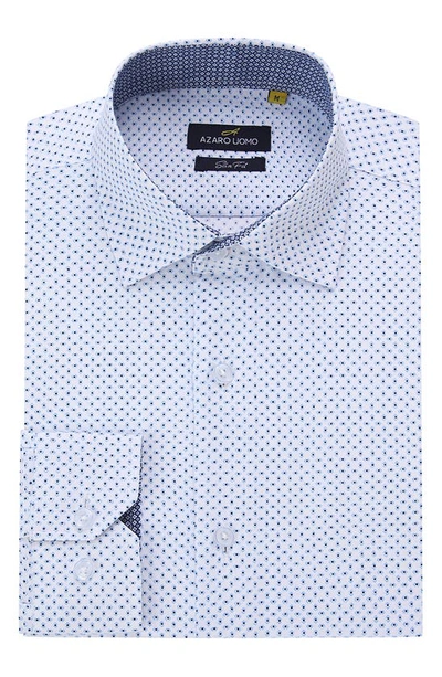 Shop Azaro Uomo Slim Fit Geometric Print Performance Button-up Shirt In White