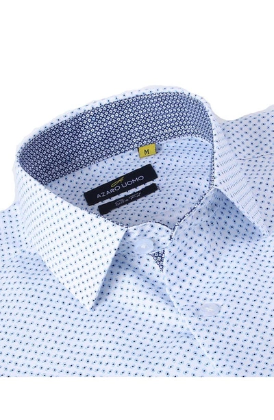 Azaro Uomo Slim Fit Geometric Print Performance Dress Shirt In White