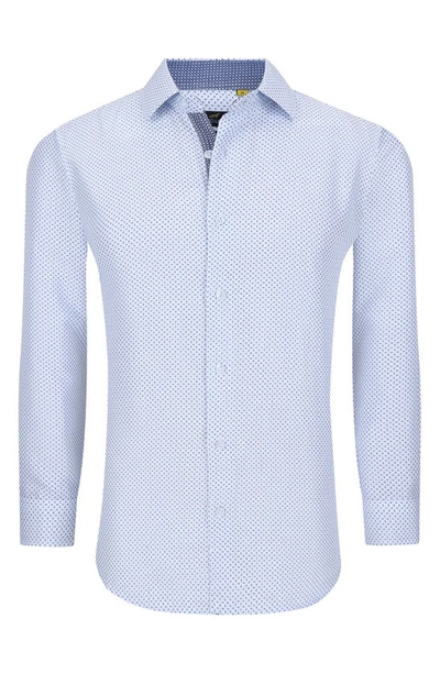 Shop Azaro Uomo Slim Fit Geometric Print Performance Button-up Shirt In White