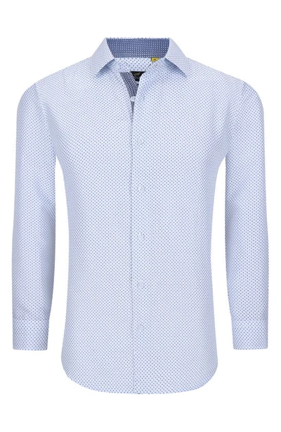 Azaro Uomo Slim Fit Geometric Print Performance Dress Shirt In White