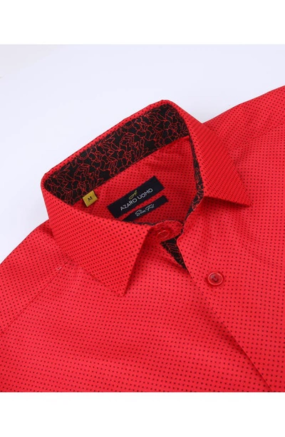 Azaro Uomo Men's Slim Fit Business Nautical Button Down Dress Shirt In Red
