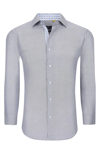 Azaro Uomo Slim Fit Geometric Print Performance Dress Shirt In Blue