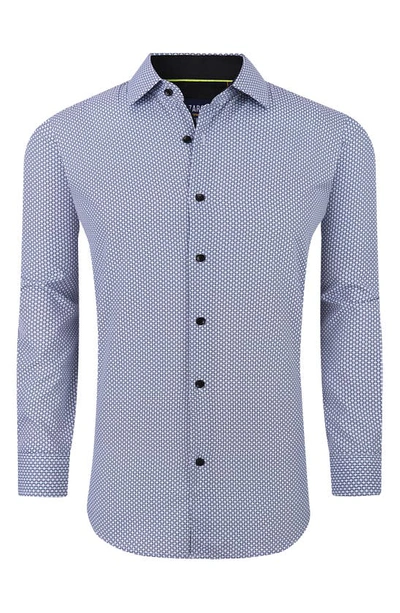 Shop Azaro Uomo Patterned Long Sleeve Performance Button-up Shirt In White