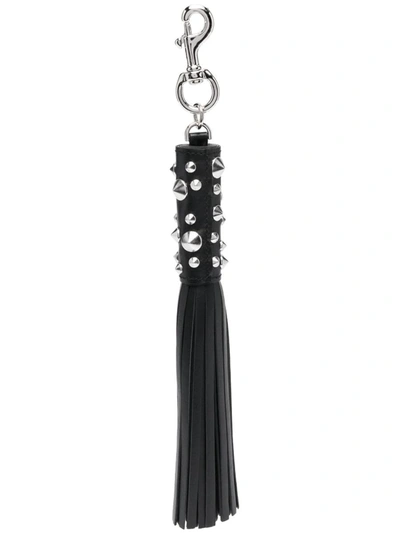 Shop Versace Studded Tassel Keychain In Black