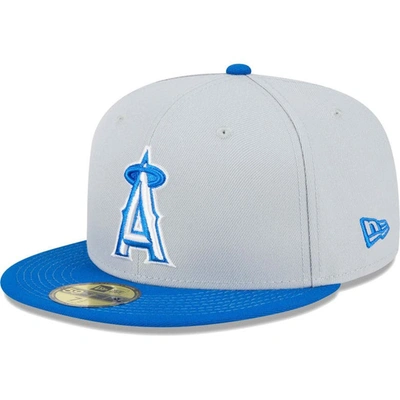 New Era Gray/blue Los Angeles Angels Dolphin 59fifty Fitted Hat