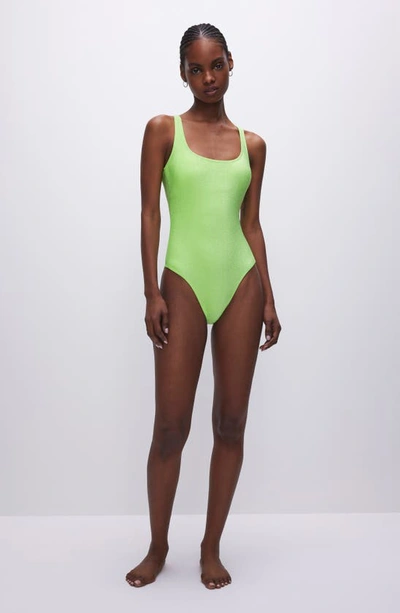 Shop Good American Sparkle Metallic One-piece Swimsuit In Electric Lime002
