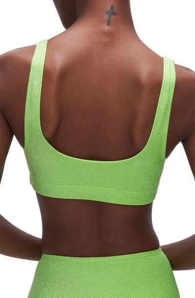 Good American Sparkle Metallic Bikini Top In Electric Lime002