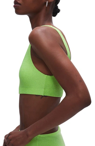 Good American Sparkle Metallic Bikini Top In Electric Lime002
