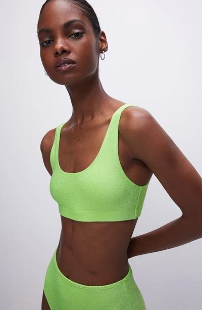 Good American Sparkle Metallic Bikini Top In Electric Lime002