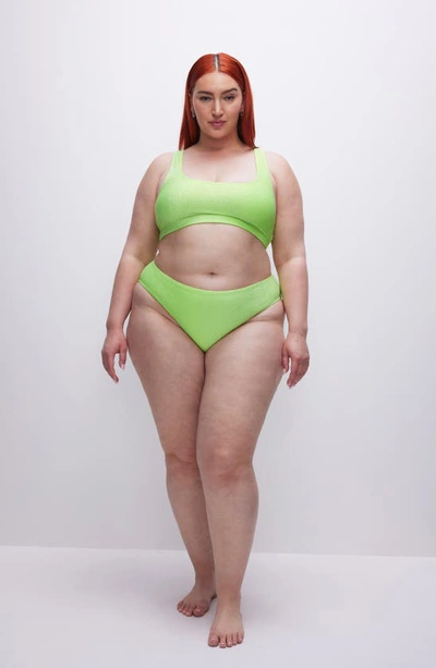 Good American Sparkle Metallic Bikini Top In Electric Lime002
